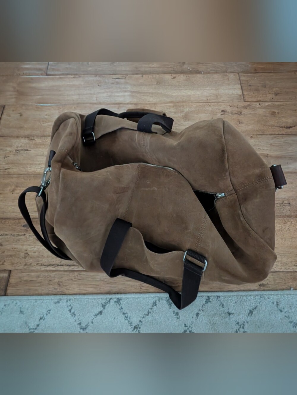 Suede Leather Weekender Duffel Bag